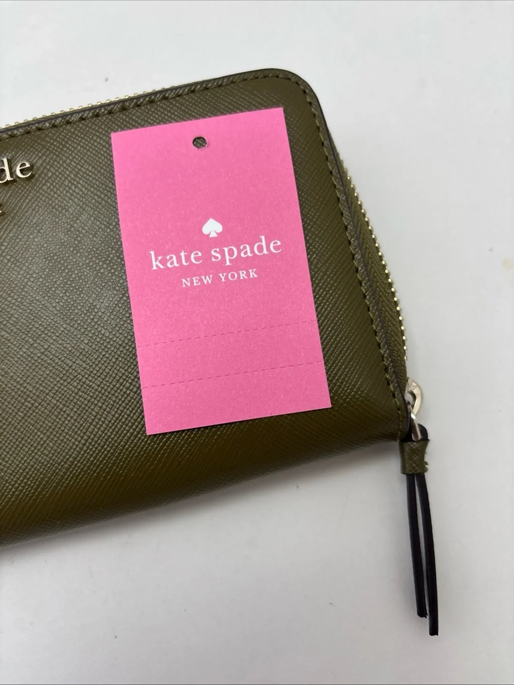 kate spade New York moss green Zip-Around Leather Wallet
